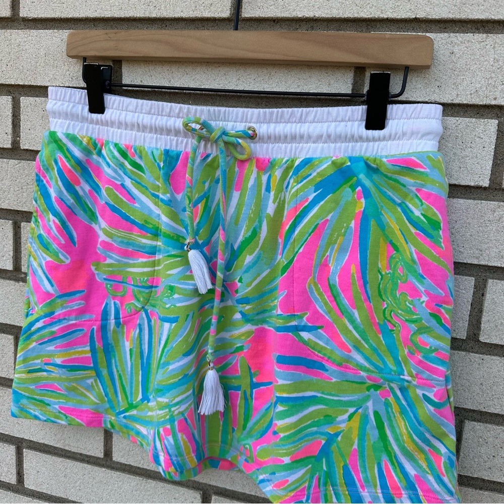 Lilly Pulitzer Zia Skirt Tiki Pink Royal Lime Terry Mini Tassel Preppy Resort M - Picture 3 of 10
